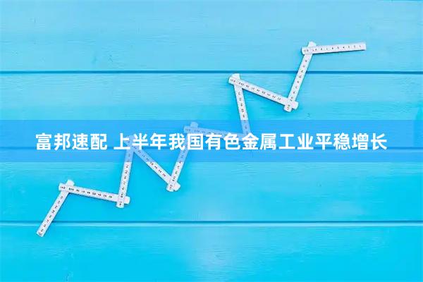 富邦速配 上半年我国有色金属工业平稳增长